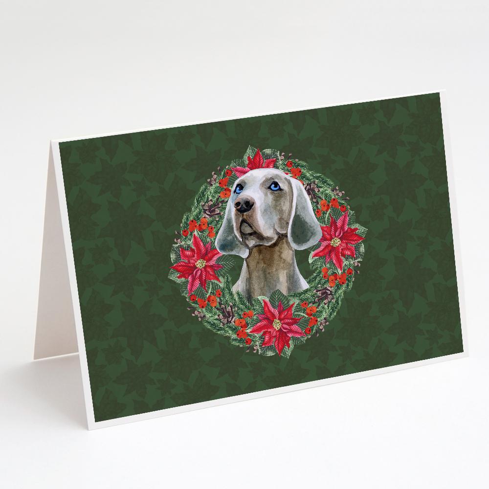 Buy this Weimaraner Poinsetta Wreath Greeting Cards and Envelopes Pack of 8