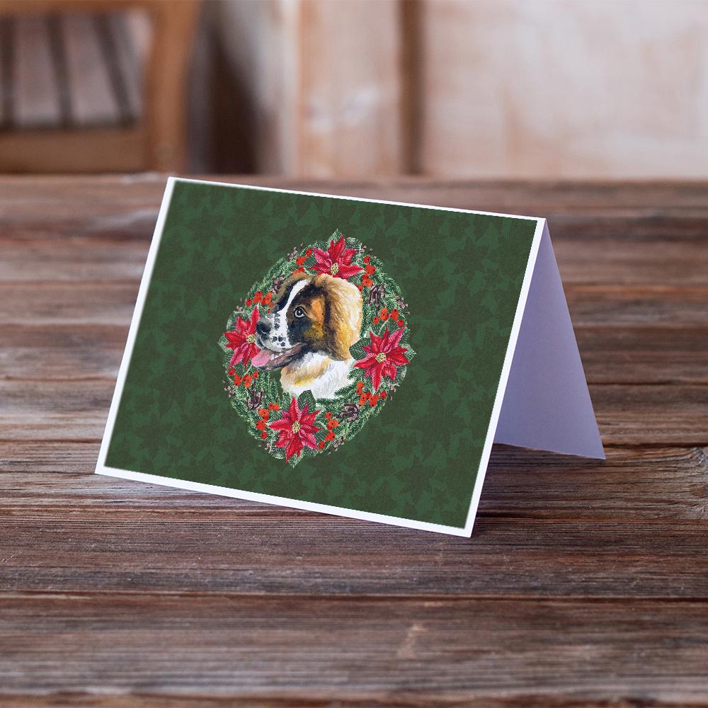 Buy this Saint Bernard Poinsetta Wreath Greeting Cards and Envelopes Pack of 8