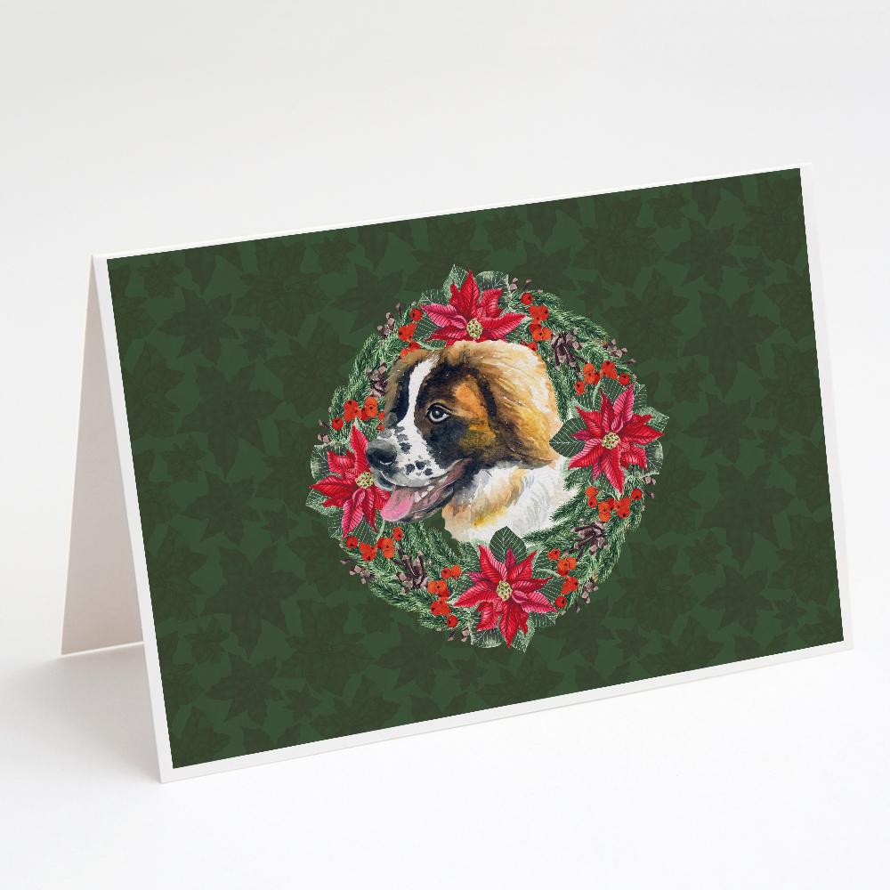 Buy this Saint Bernard Poinsetta Wreath Greeting Cards and Envelopes Pack of 8