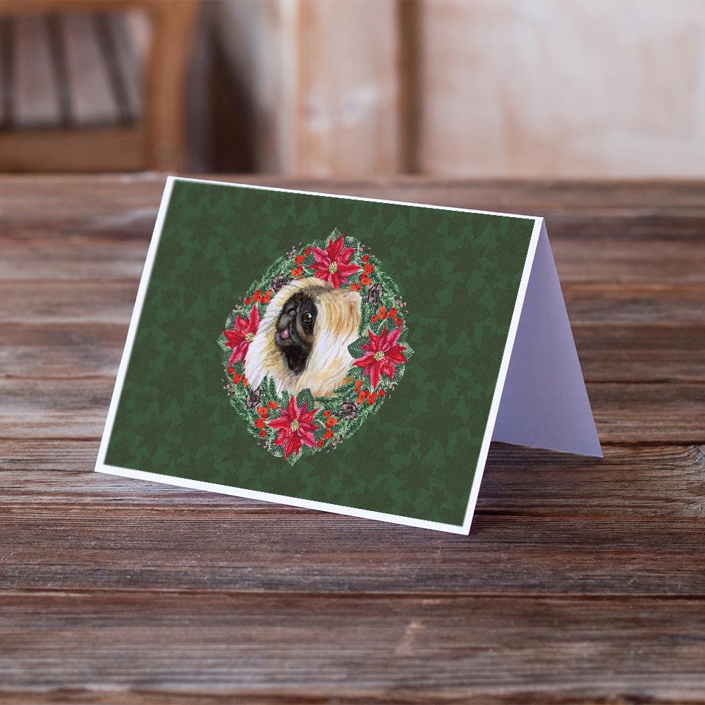 Buy this Pekingese Poinsetta Wreath Greeting Cards and Envelopes Pack of 8
