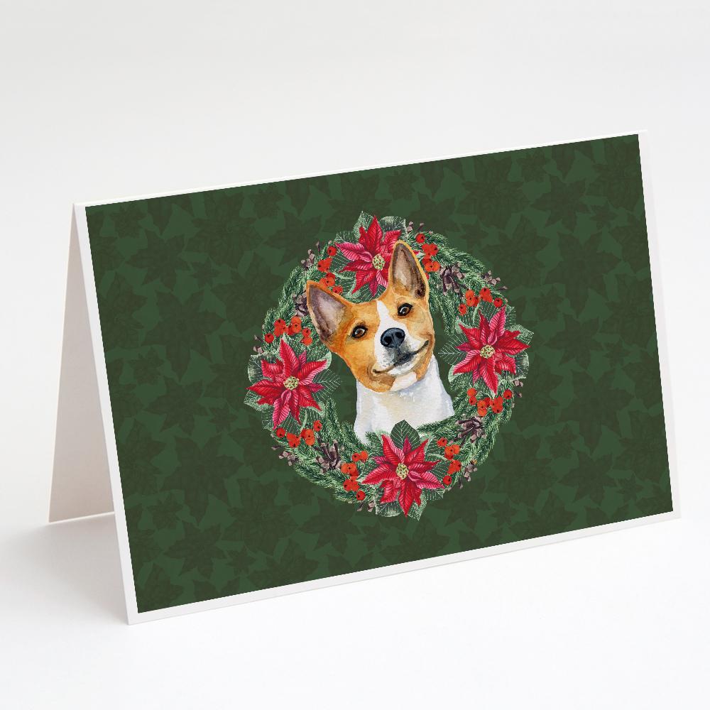 Buy this Basenji Poinsetta Wreath Greeting Cards and Envelopes Pack of 8