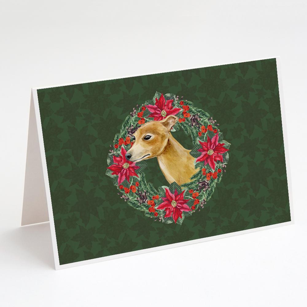 Buy this Italian Greyhound Poinsetta Wreath Greeting Cards and Envelopes Pack of 8