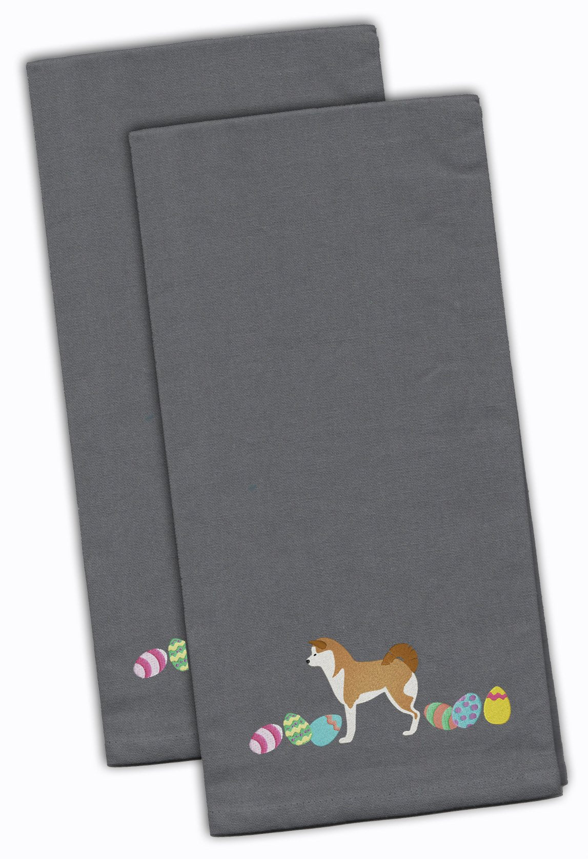 Akita Easter Gray Embroidered Kitchen Towel Set of 2 CK1595GYTWE by Caroline's Treasures