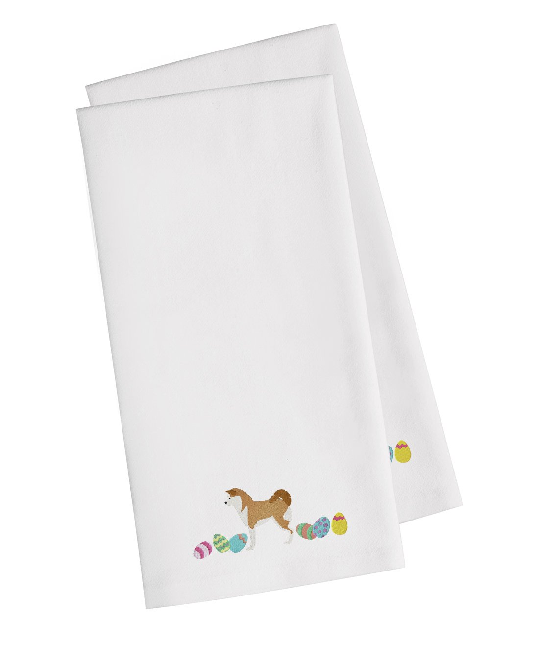 Akita Easter White Embroidered Kitchen Towel Set of 2 CK1595WHTWE by Caroline's Treasures