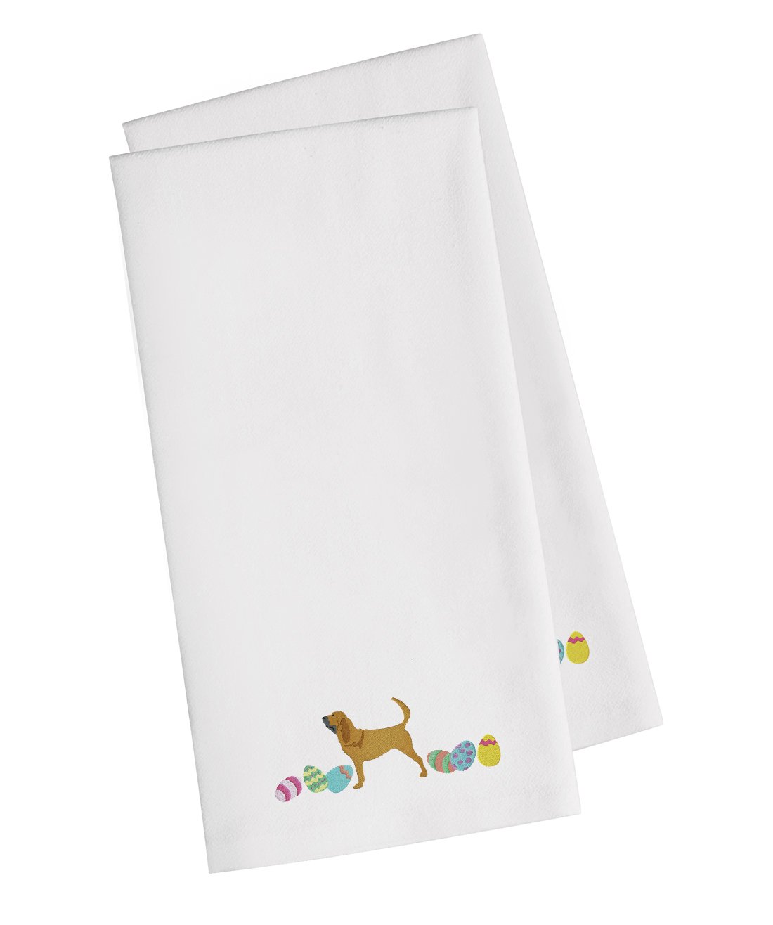 Bloodhound Easter White Embroidered Kitchen Towel Set of 2 CK1612WHTWE by Caroline's Treasures