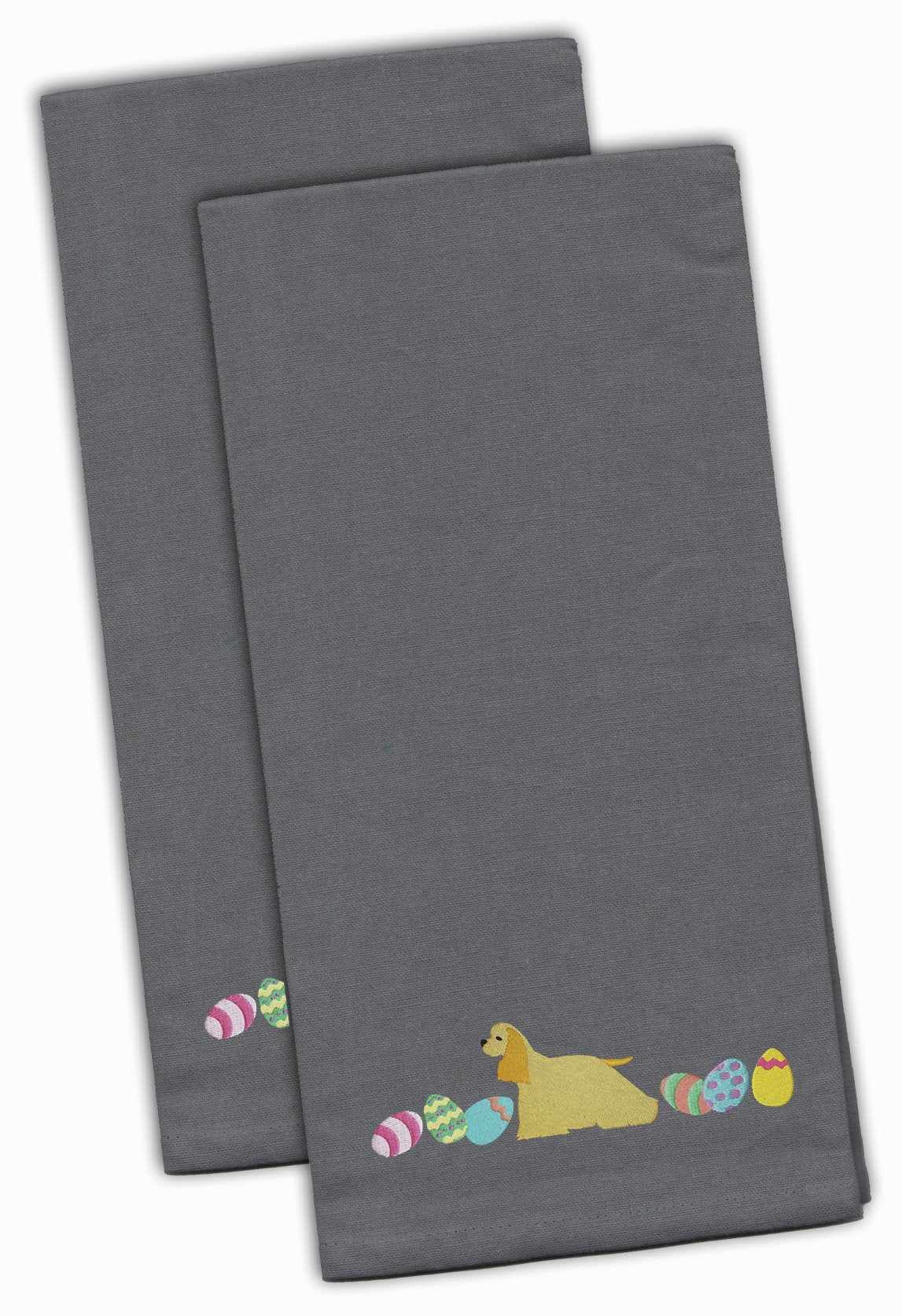 Cocker Spaniel Easter Gray Embroidered Kitchen Towel Set of 2 CK1627GYTWE by Caroline's Treasures