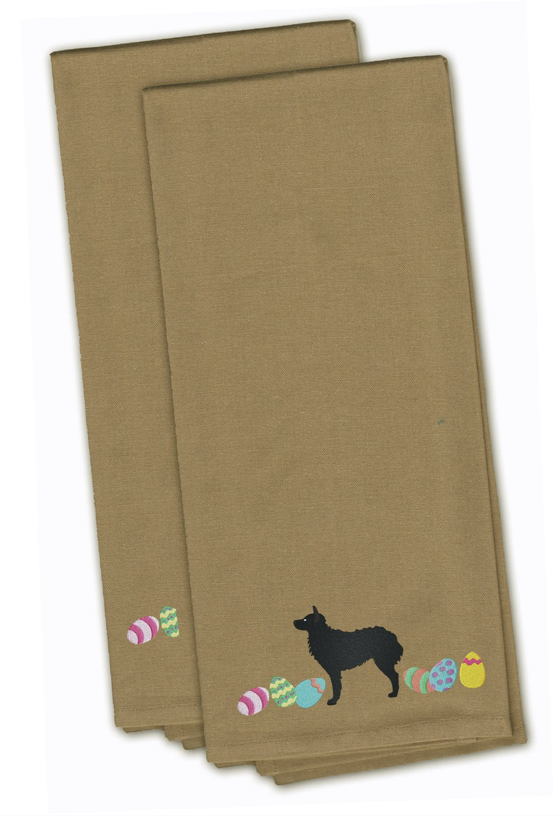 Croatian Sheepdog Easter Tan Embroidered Kitchen Towel Set of 2 CK1630TNTWE by Caroline&#39;s Treasures