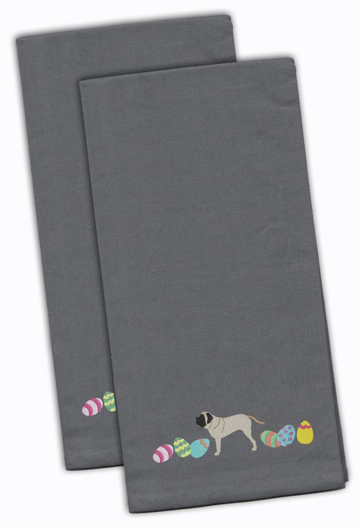 English Mastiff Easter Gray Embroidered Kitchen Towel Set of 2 CK1638GYTWE by Caroline's Treasures
