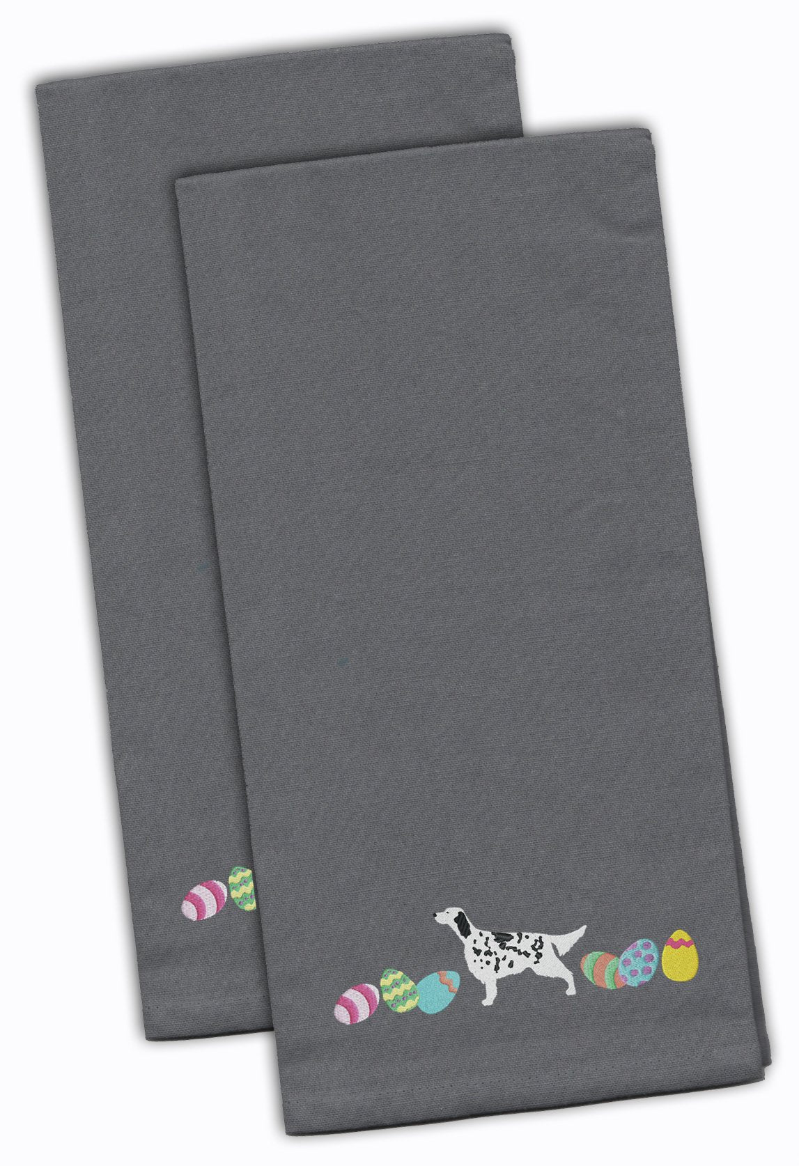 English Setter Easter Gray Embroidered Kitchen Towel Set of 2 CK1640GYTWE by Caroline's Treasures