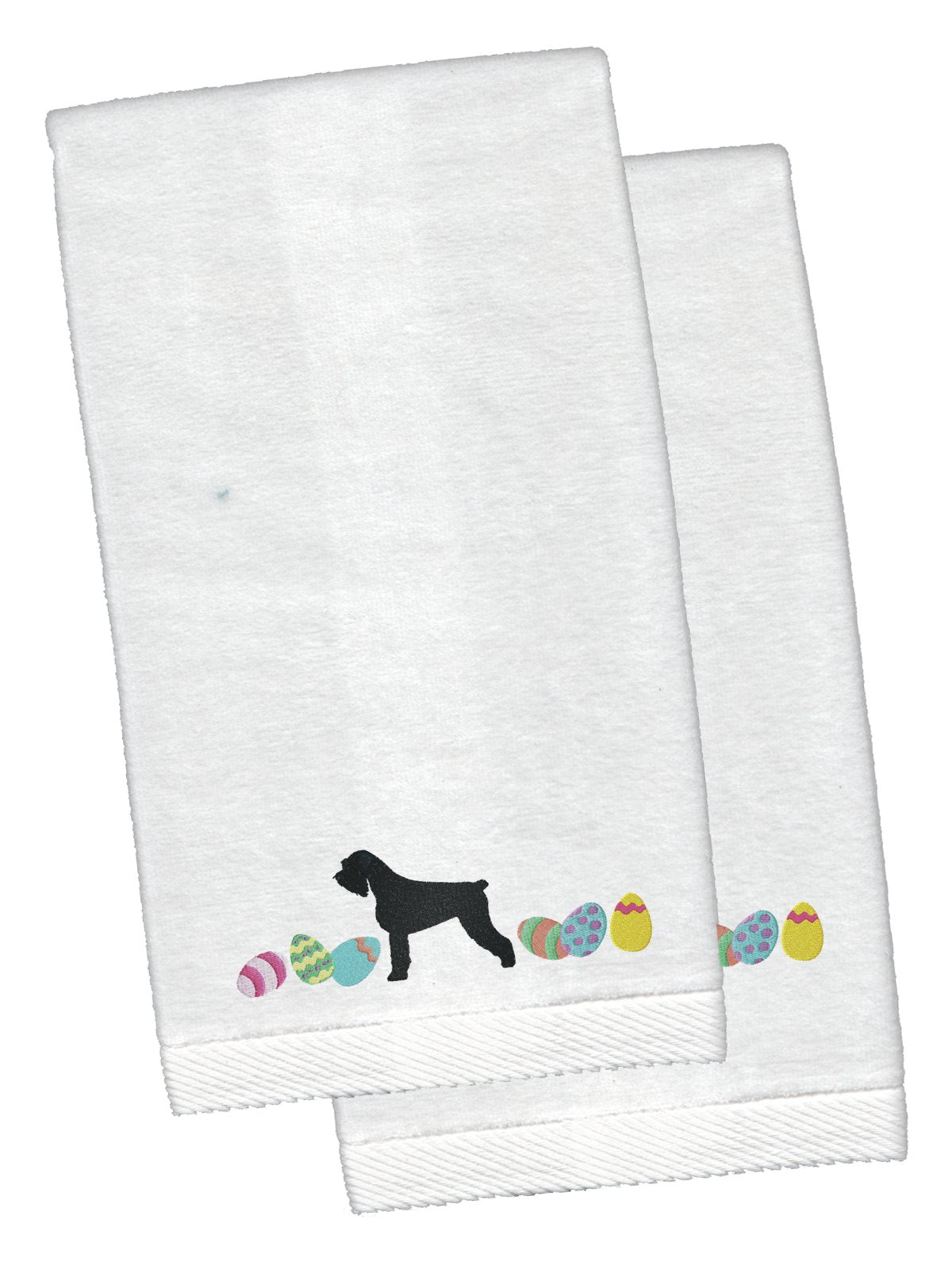 Giant Schnauzer Easter White Embroidered Plush Hand Towel Set of 2 CK1646KTEMB by Caroline's Treasures