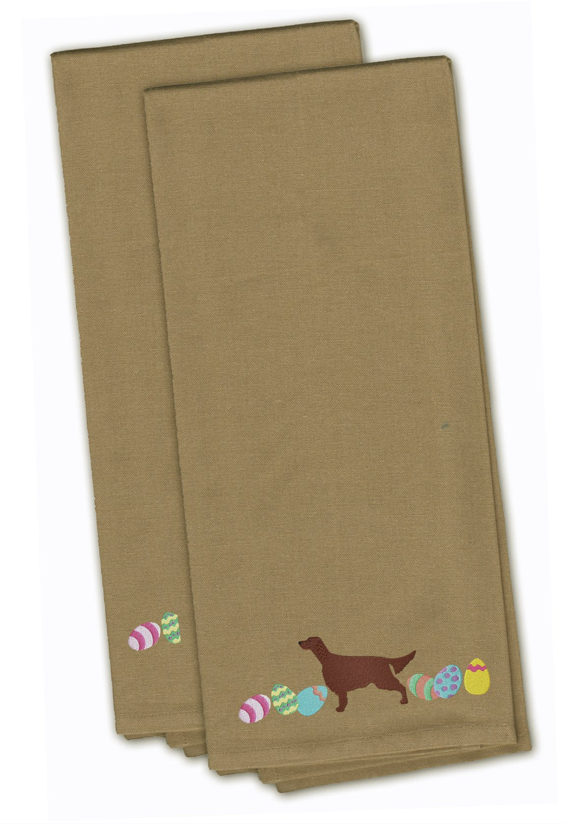 Irish Setter Easter Tan Embroidered Kitchen Towel Set of 2 CK1652TNTWE by Caroline's Treasures