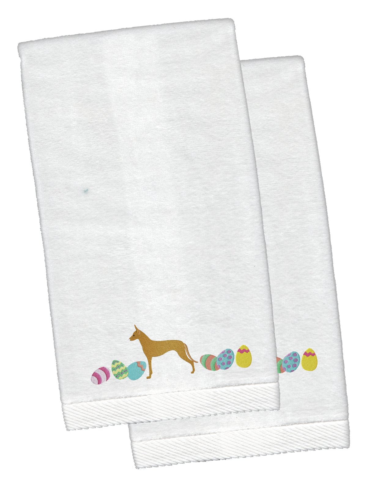 Pharaoh Hound Easter White Embroidered Plush Hand Towel Set of 2 CK1668KTEMB by Caroline&#39;s Treasures