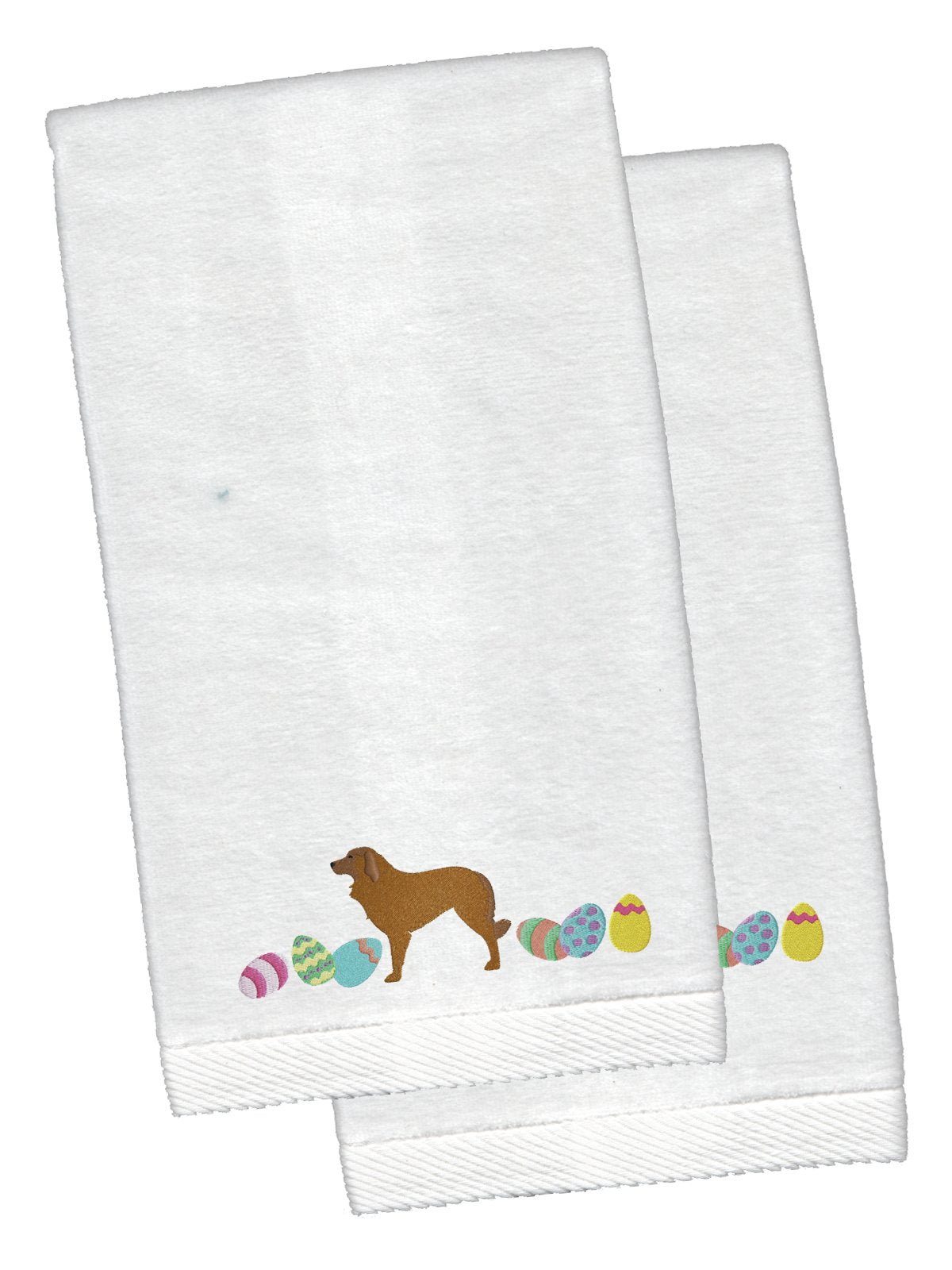 Estrela Mountain Dog Easter White Embroidered Plush Hand Towel Set of 2 CK1674KTEMB by Caroline&#39;s Treasures