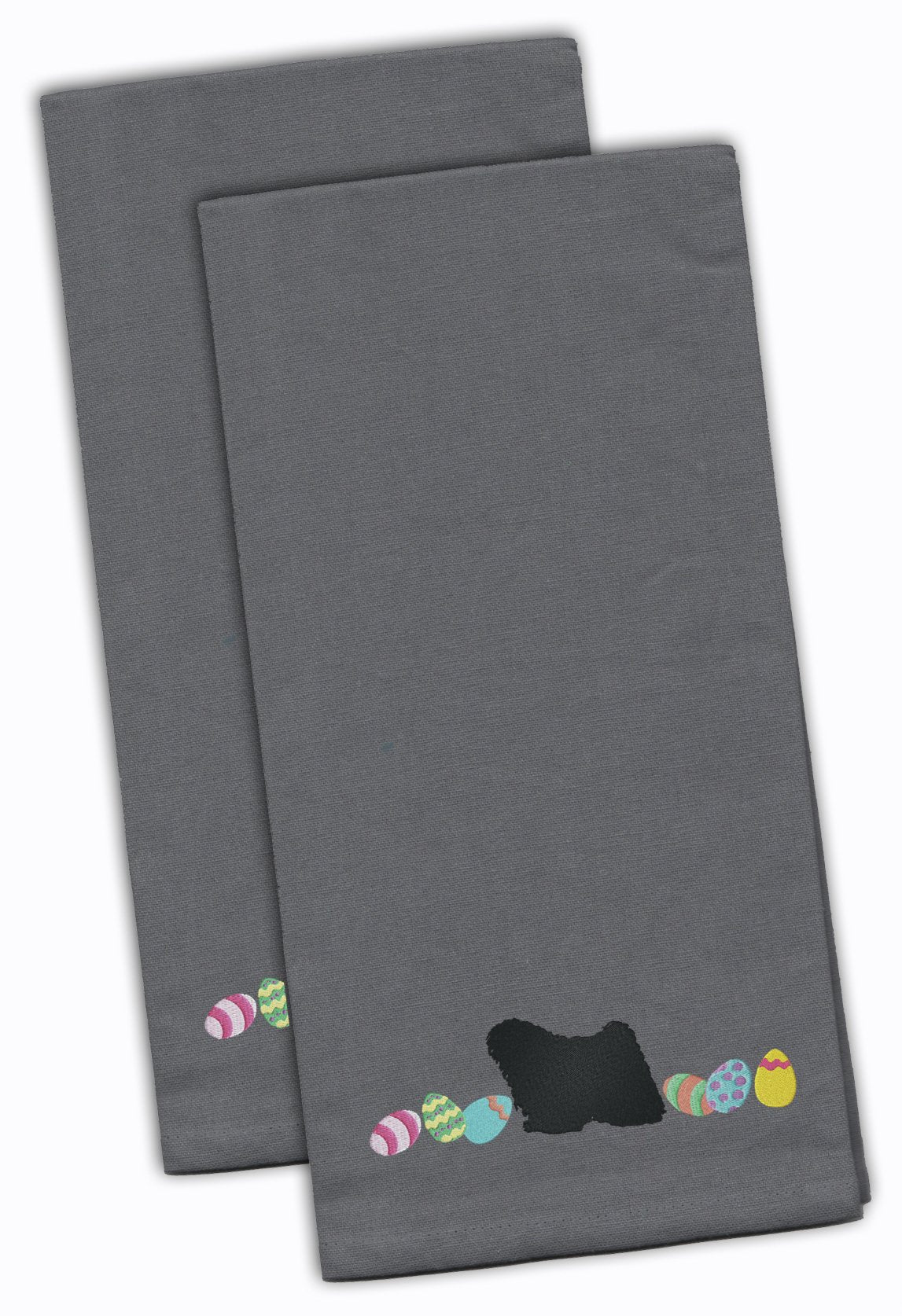 Puli Easter Gray Embroidered Kitchen Towel Set of 2 CK1676GYTWE by Caroline's Treasures