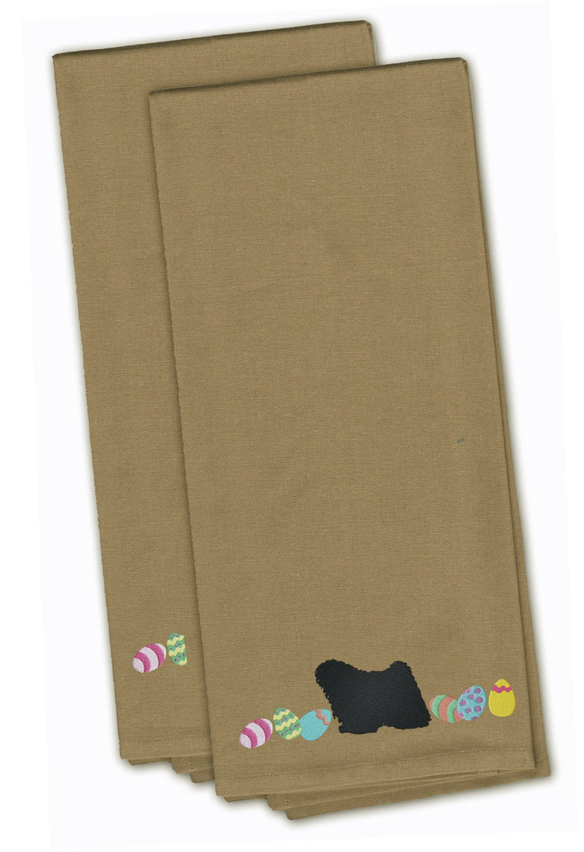 Puli Easter Tan Embroidered Kitchen Towel Set of 2 CK1676TNTWE by Caroline's Treasures