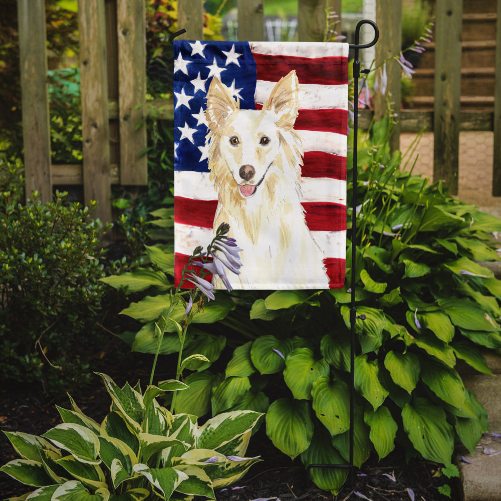 Patriotic USA White Collie Flag Garden Size CK1708GF