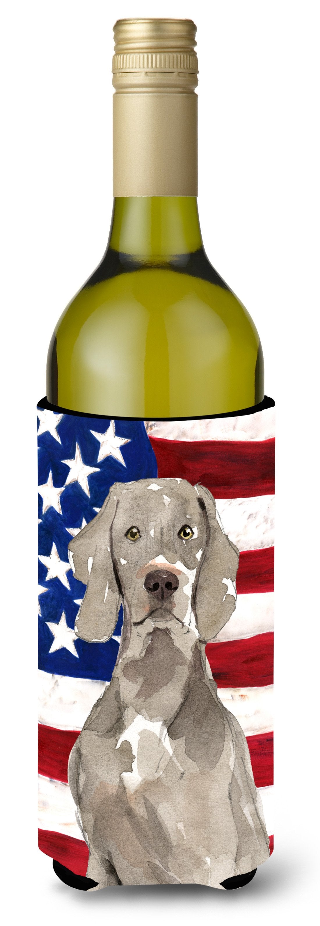 Patriotic USA Weimaraner Wine Bottle Beverge Insulator Hugger CK1711LITERK by Caroline's Treasures