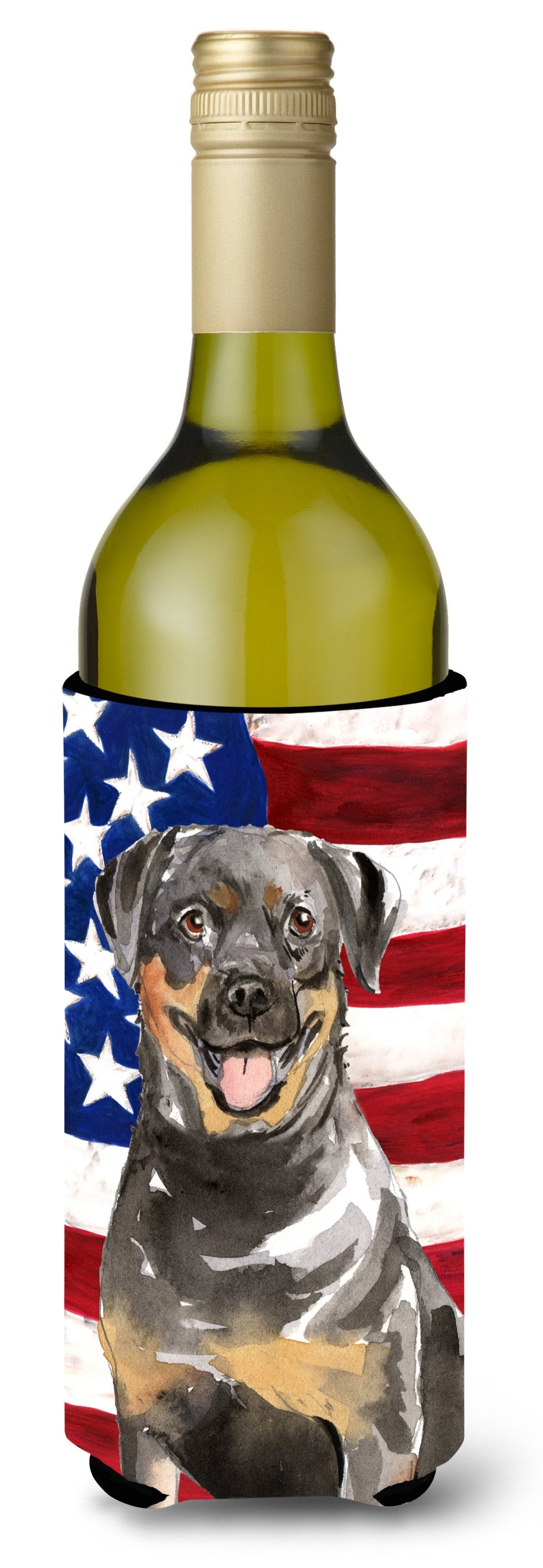 Patriotic USA Rottweiler Wine Bottle Beverge Insulator Hugger CK1720LITERK by Caroline's Treasures