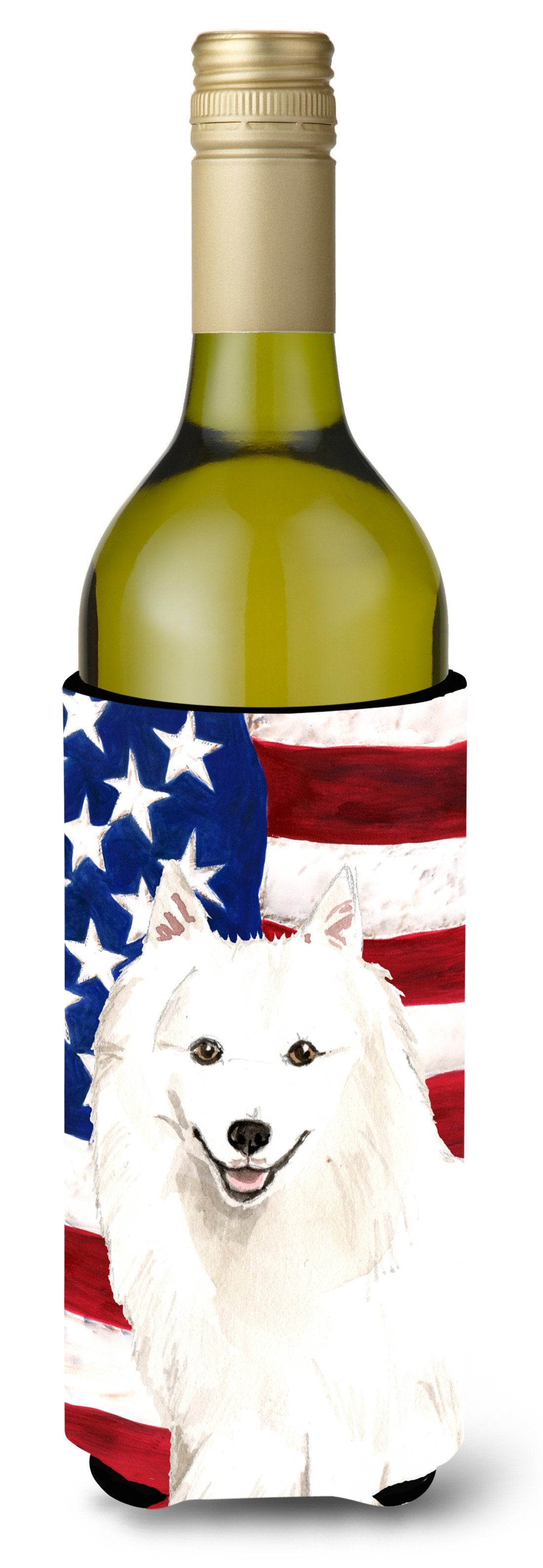 Patriotic USA Japanese Spitz Wine Bottle Beverge Insulator Hugger CK1727LITERK by Caroline's Treasures