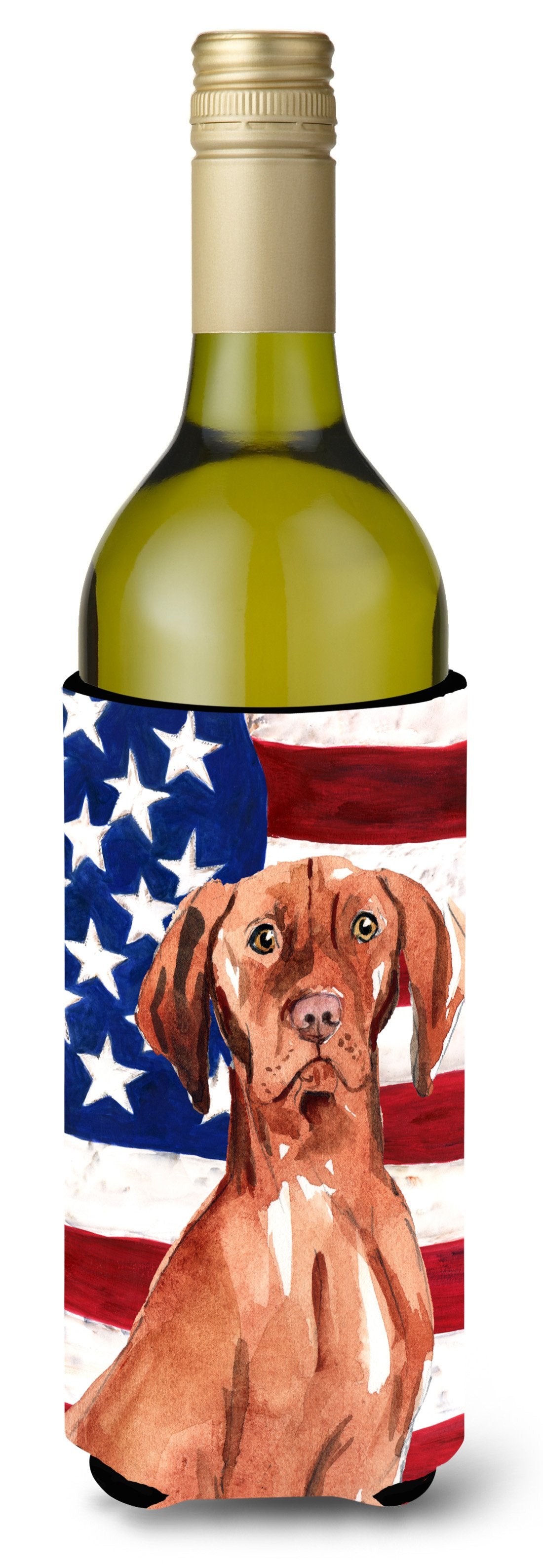 Patriotic USA Vizsla Wine Bottle Beverge Insulator Hugger CK1729LITERK by Caroline's Treasures