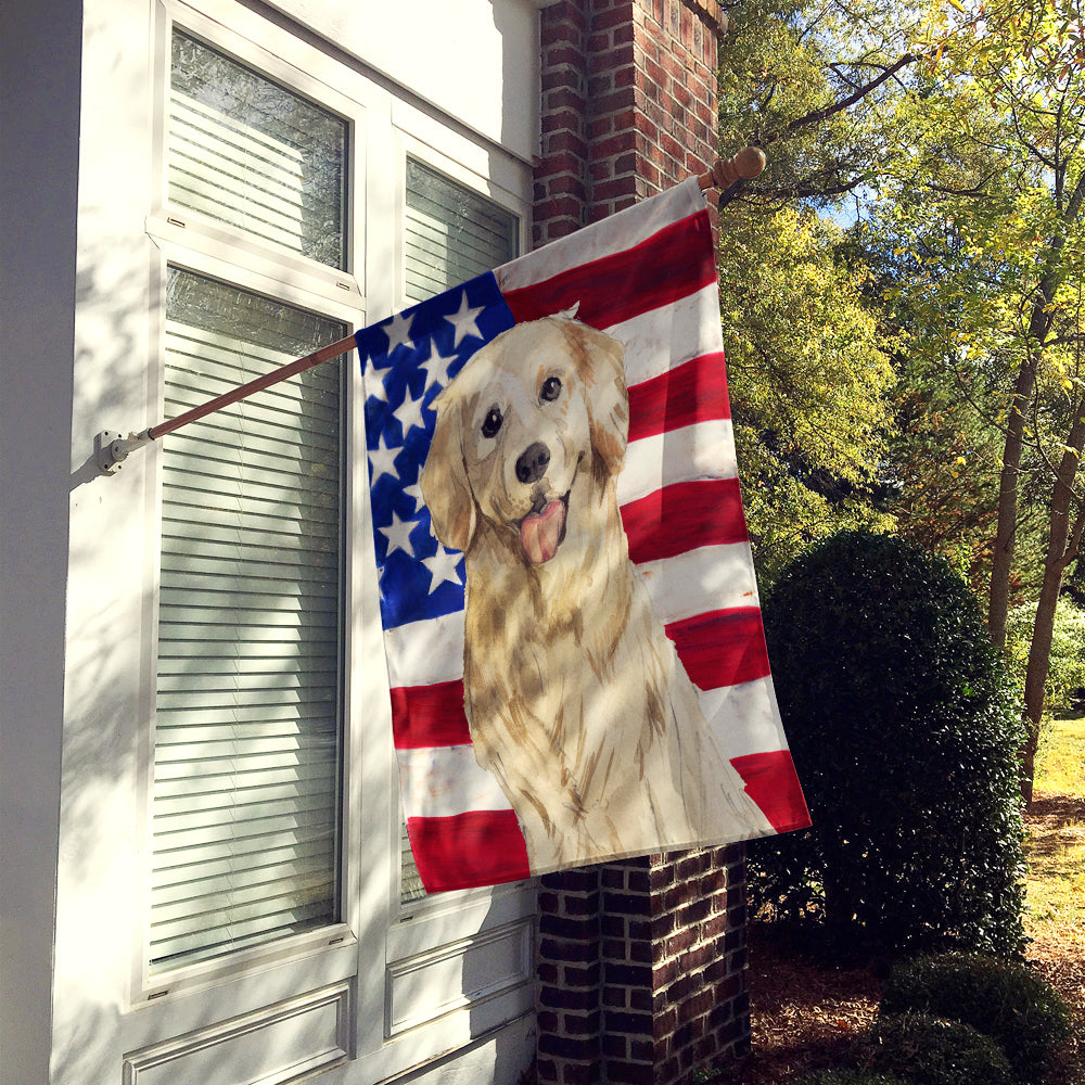 Patriotic USA Golden Retriever Flag Canvas House Size CK1730CHF
