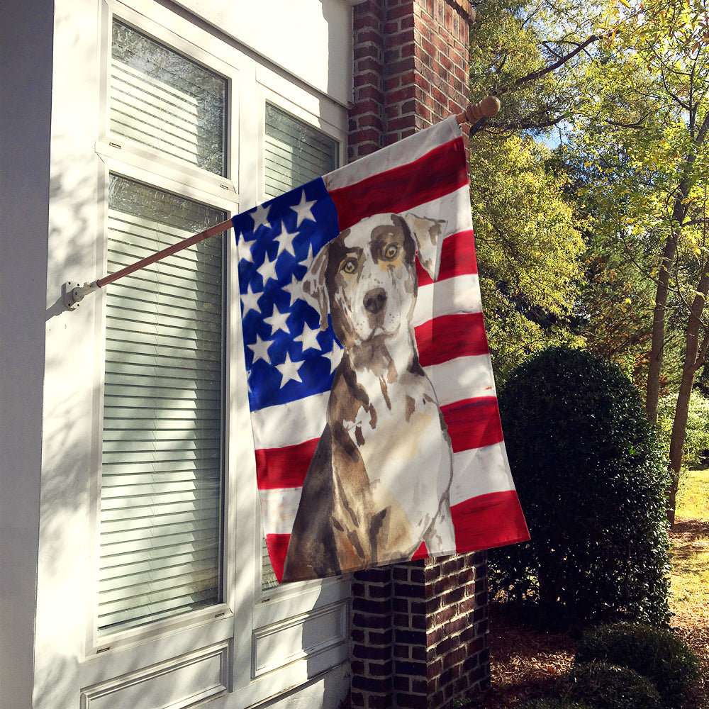 Patriotic USA Catahoula Leopard Dog Flag Canvas House Size CK1734CHF