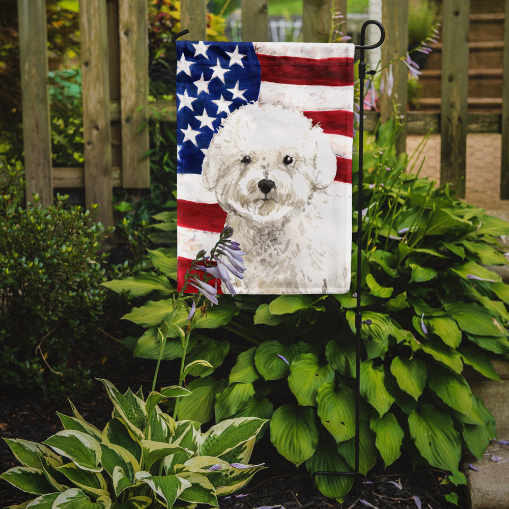 Patriotic USA Bichon Frise Flag Garden Size CK1740GF