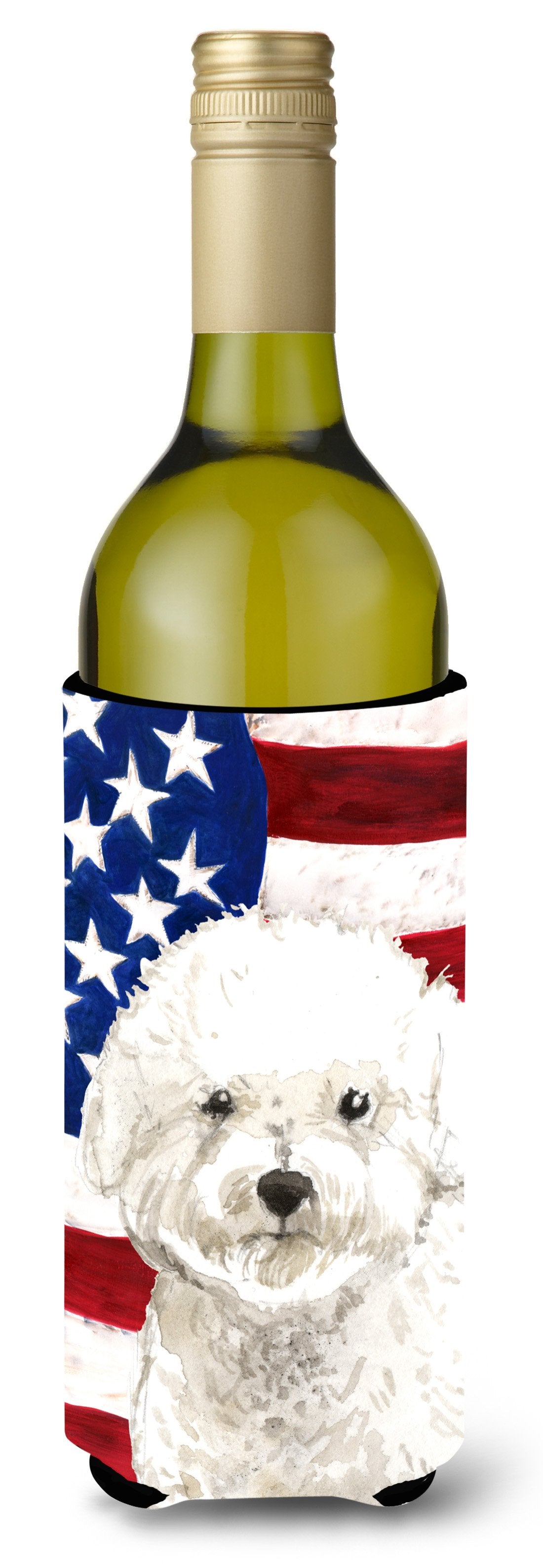 Patriotic USA Bichon Frise Wine Bottle Beverge Insulator Hugger CK1740LITERK by Caroline's Treasures