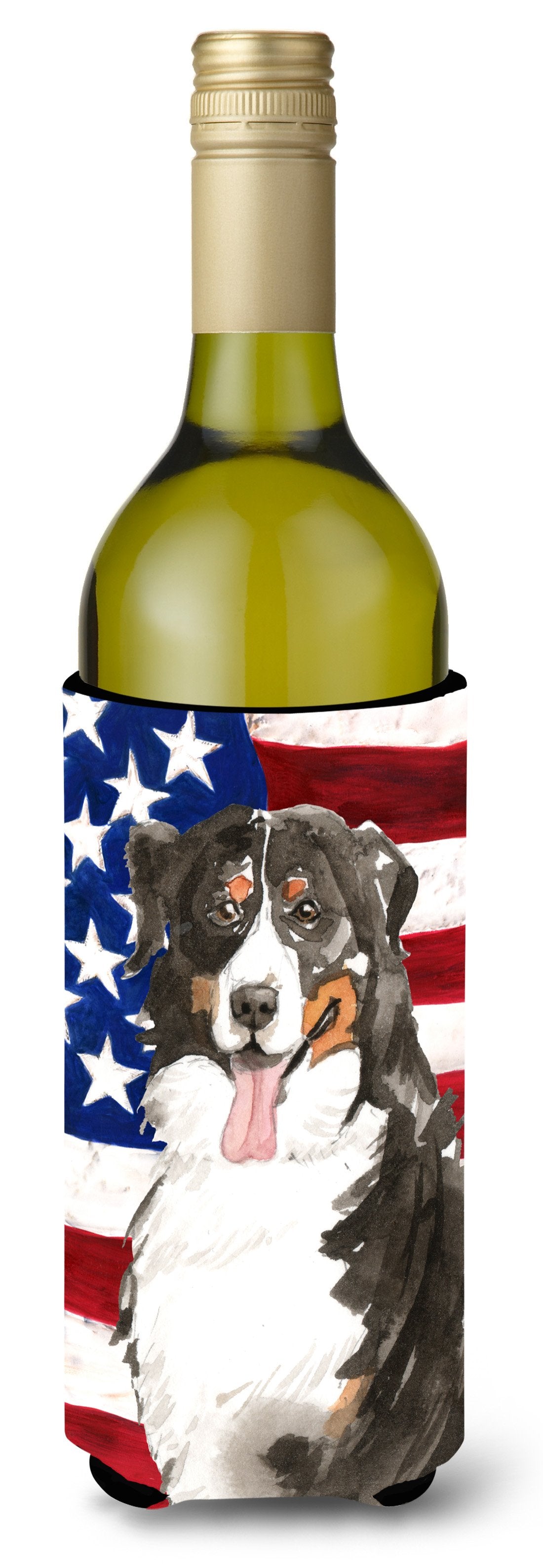 Patriotic USA Bernese Mountain Dog Wine Bottle Beverge Insulator Hugger CK1741LITERK by Caroline's Treasures