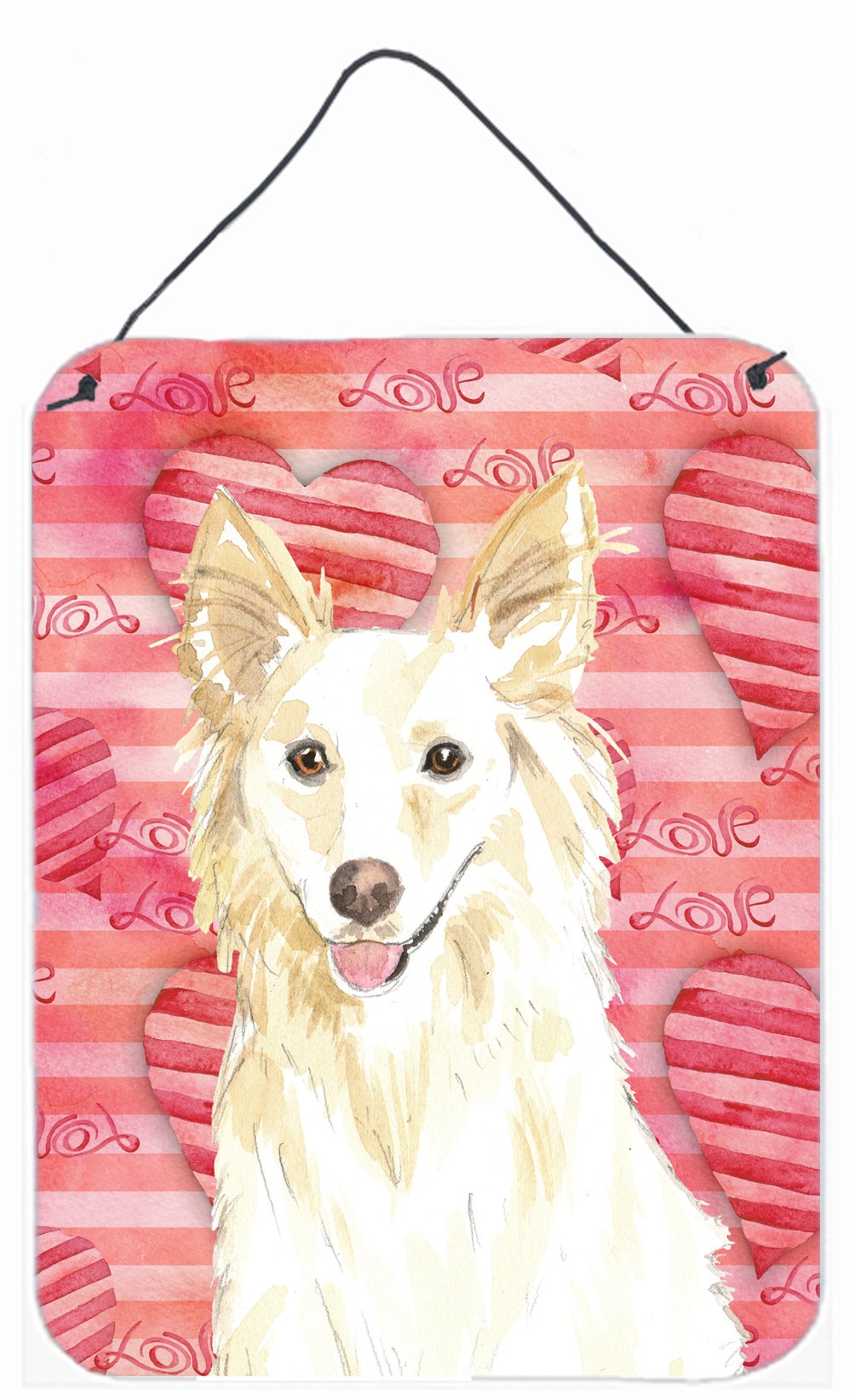 Love a White Collie Wall or Door Hanging Prints CK1745DS1216 by Caroline's Treasures