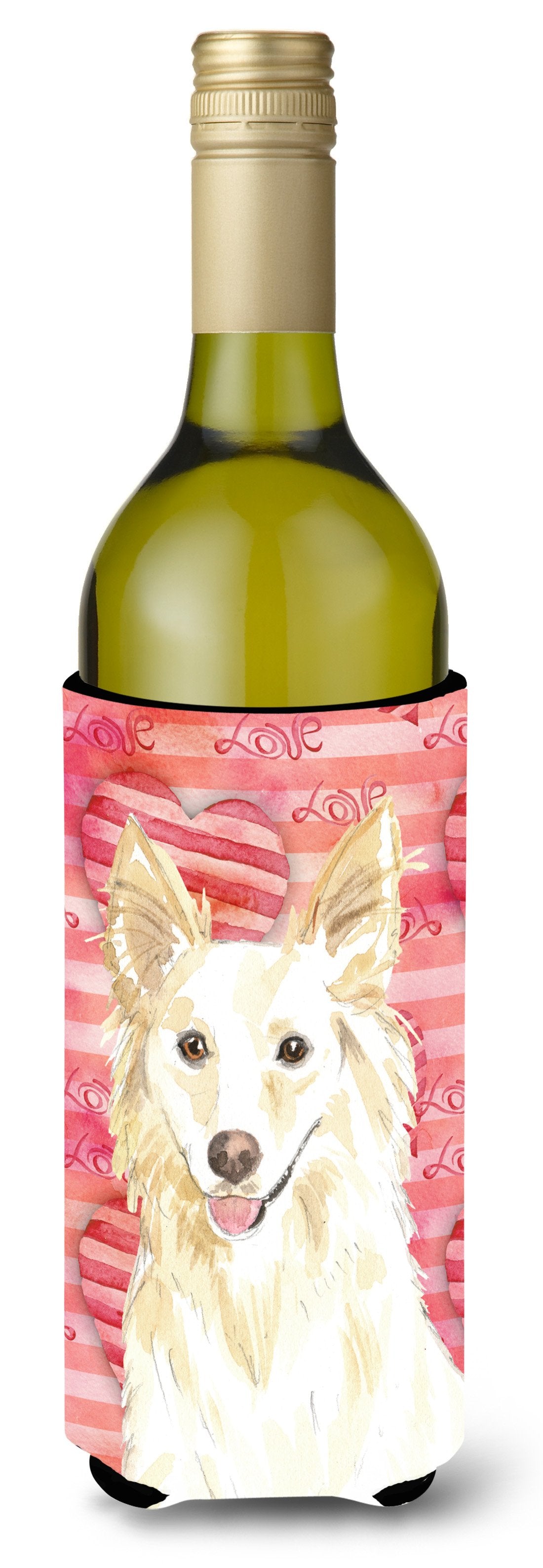 Love a White Collie Wine Bottle Beverge Insulator Hugger CK1745LITERK by Caroline's Treasures