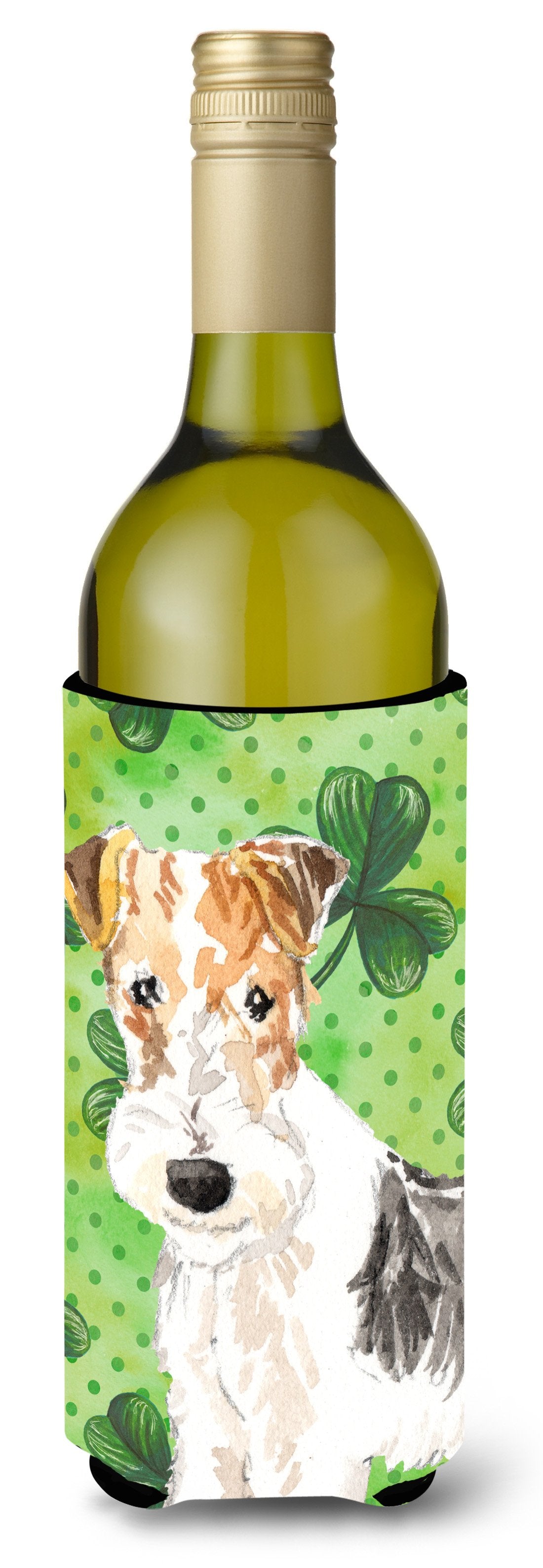 Shamrocks Fox Terrier Wine Bottle Beverge Insulator Hugger CK1781LITERK by Caroline's Treasures