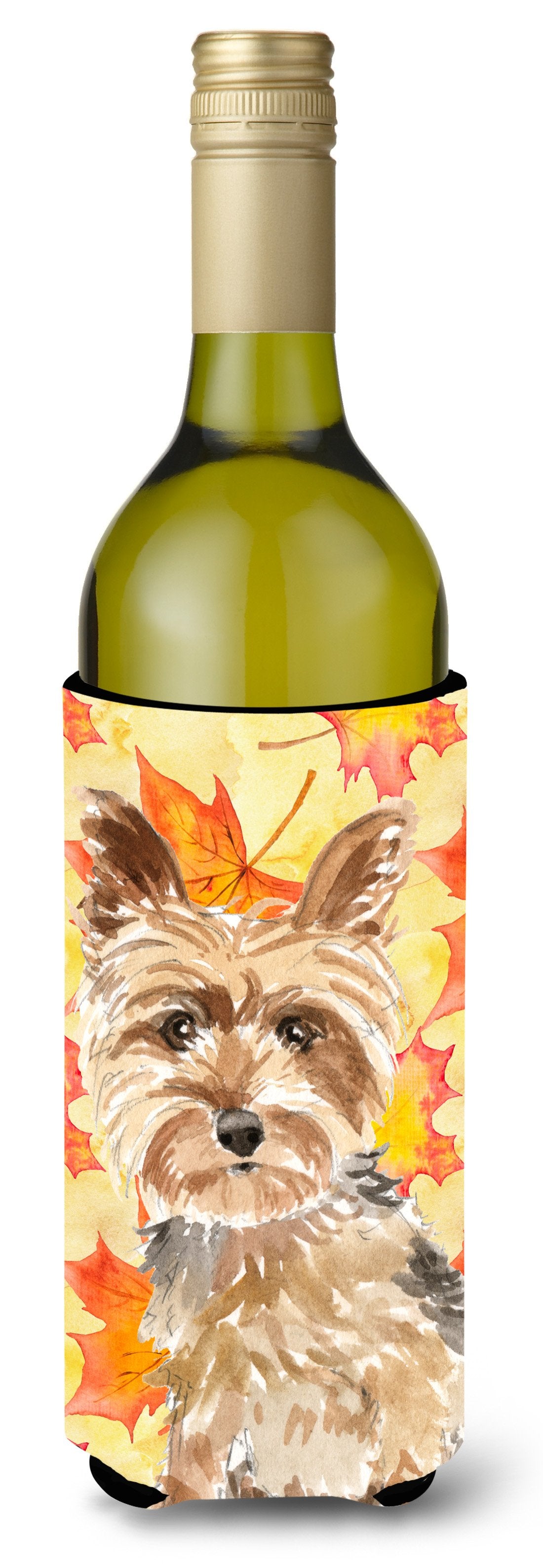 Fall Leaves Yorkie Yorkshire Terrier Wine Bottle Beverge Insulator Hugger CK1817LITERK by Caroline's Treasures