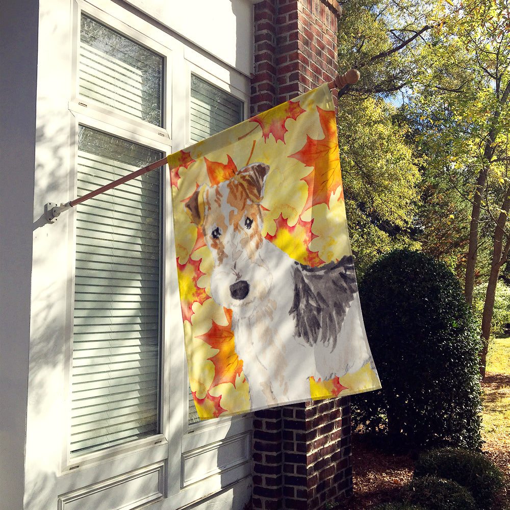 Fall Leaves Fox Terrier Flag Canvas House Size CK1818CHF