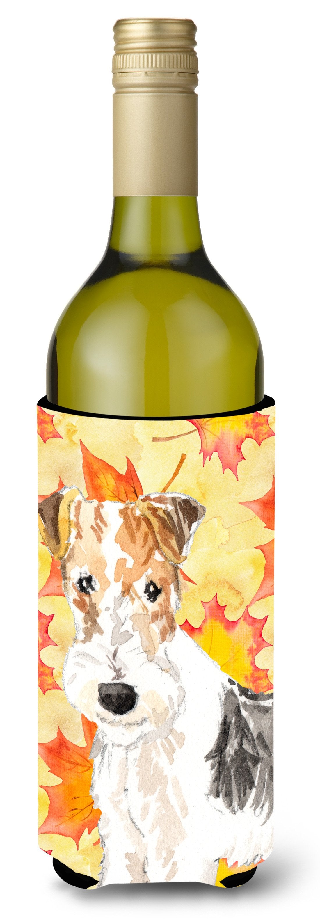Fall Leaves Fox Terrier Wine Bottle Beverge Insulator Hugger CK1818LITERK by Caroline's Treasures