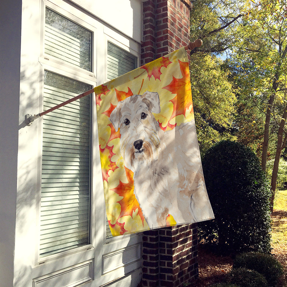 Fall Leaves Wheaten Terrier Flag Canvas House Size CK1820CHF