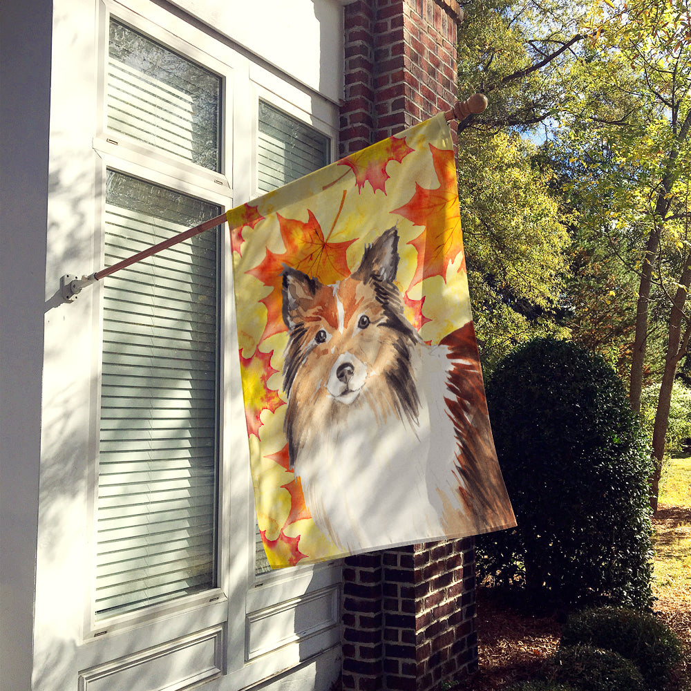 Fall Leaves Sheltie Flag Canvas House Size CK1827CHF