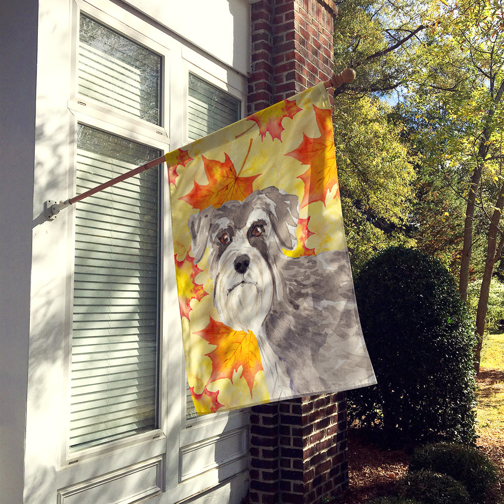 Fall Leaves Schnauzer #1 Flag Canvas House Size CK1829CHF