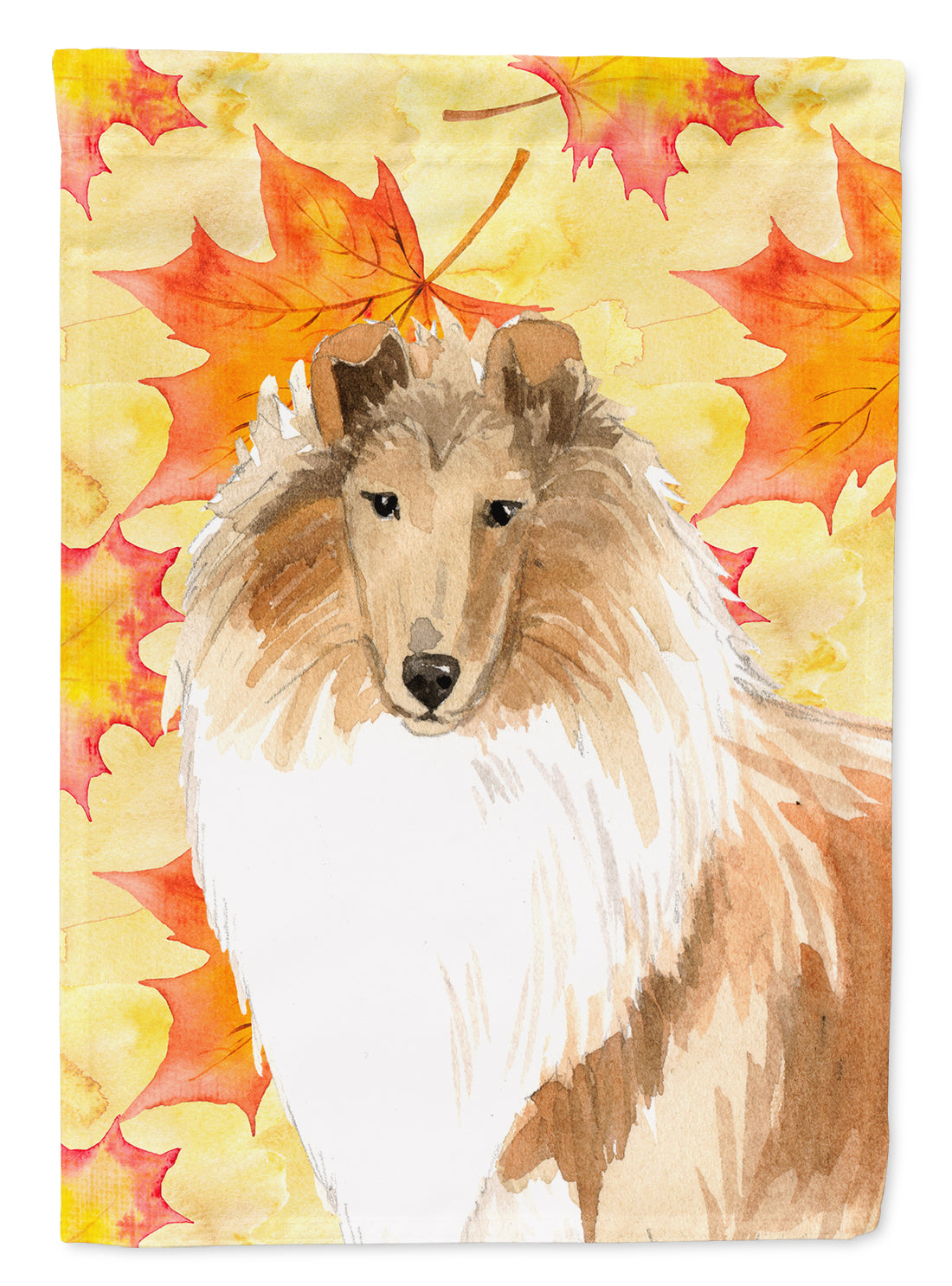 Fall Leaves Rough Collie Flag Canvas House Size CK1830CHF