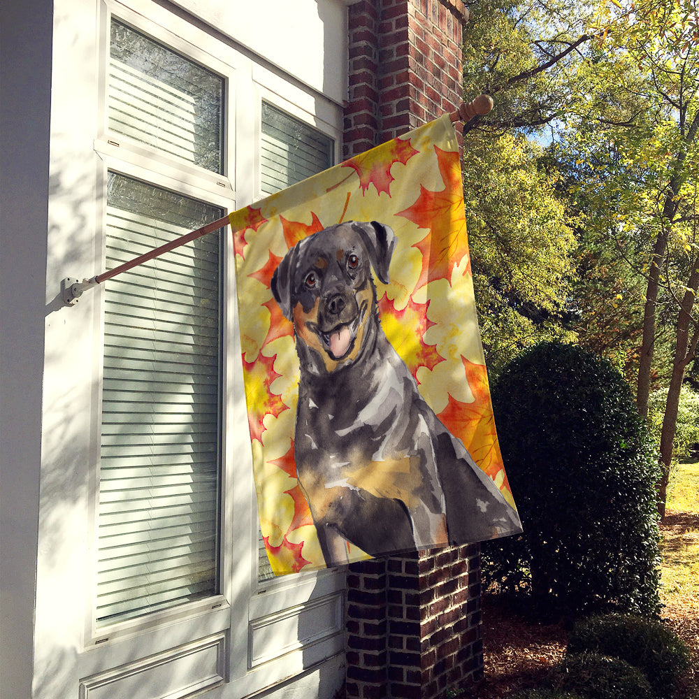 Fall Leaves Rottweiler Flag Canvas House Size CK1831CHF