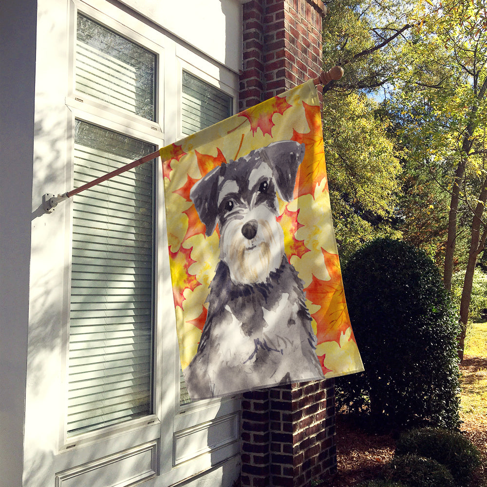 Fall Leaves Schnauzer #2 Flag Canvas House Size CK1833CHF