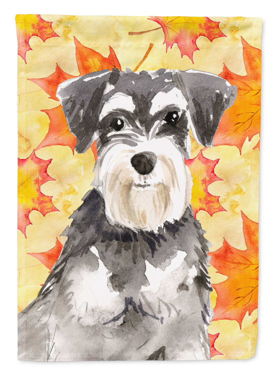 Fall Leaves Schnauzer #2 Flag Canvas House Size CK1833CHF