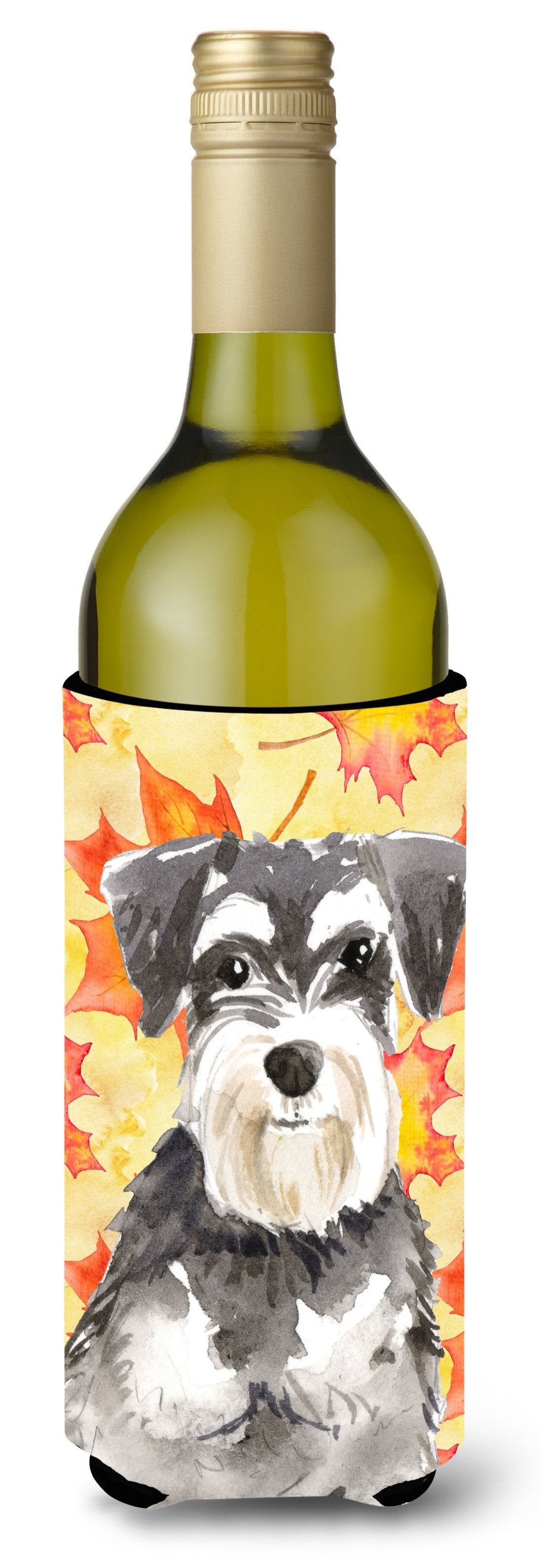 Fall Leaves Schnauzer #2 Wine Bottle Beverge Insulator Hugger CK1833LITERK by Caroline's Treasures