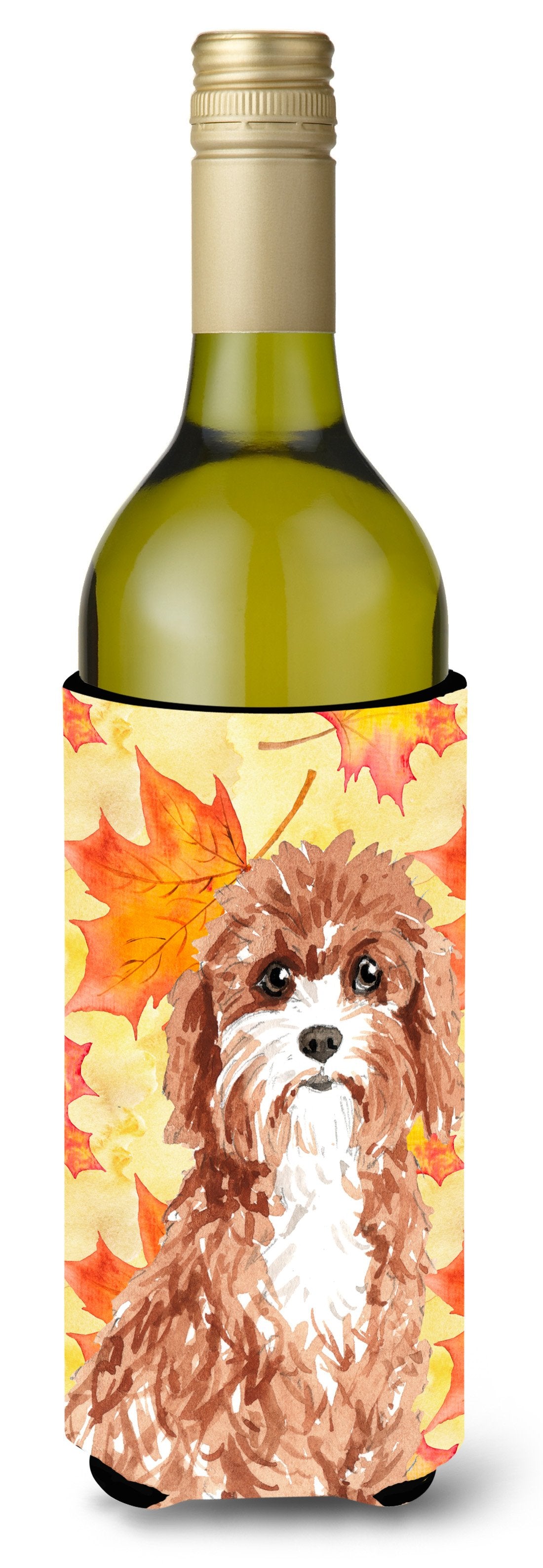 Fall Leaves Cavapoo Wine Bottle Beverge Insulator Hugger CK1844LITERK by Caroline's Treasures