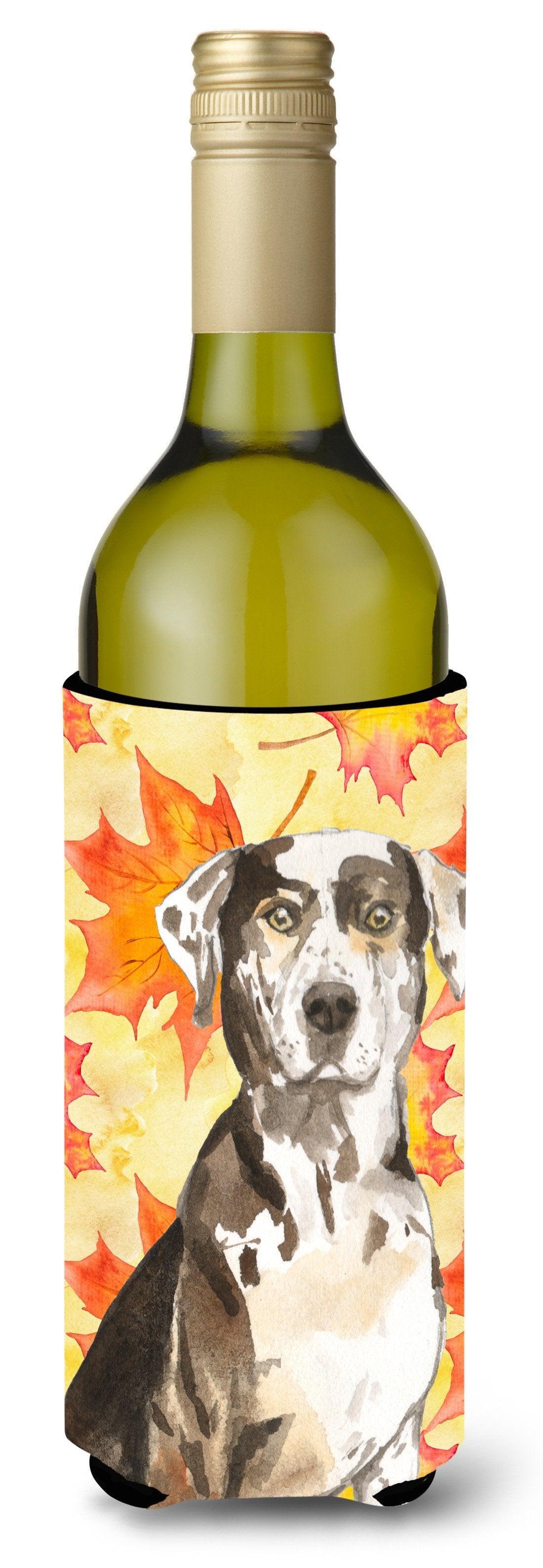 Fall Leaves Catahoula Leopard Dog Wine Bottle Beverge Insulator Hugger CK1845LITERK by Caroline's Treasures