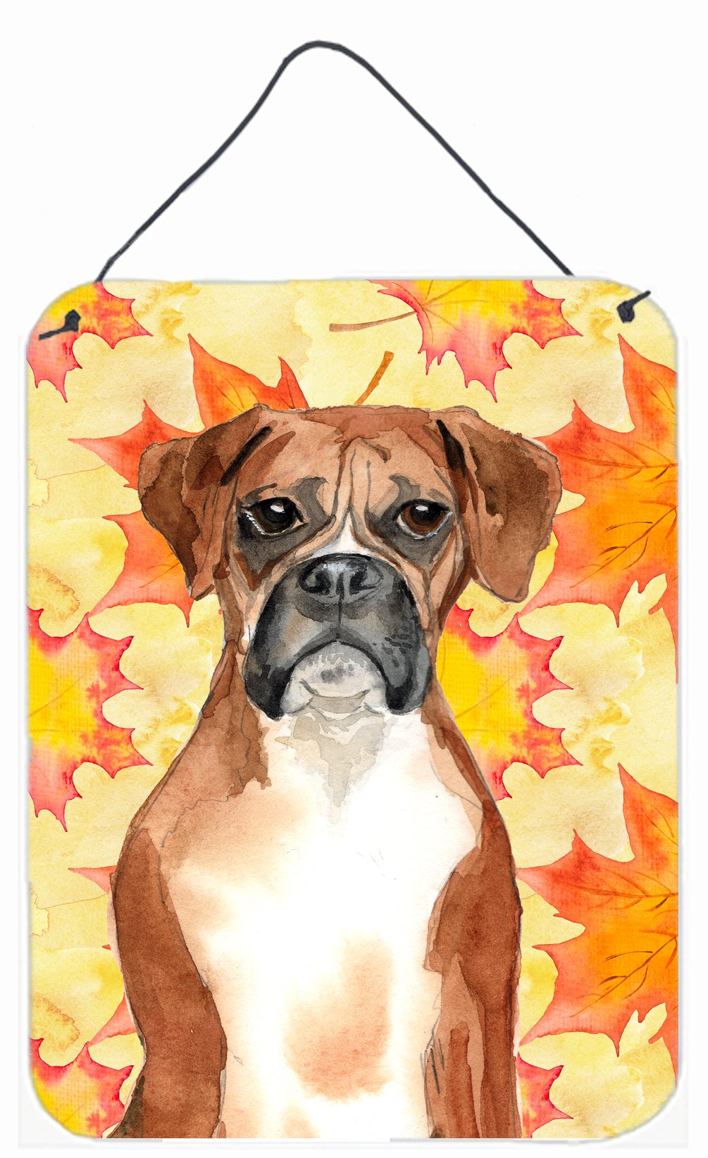 Fall Leaves Boxer Wall or Door Hanging Prints CK1847DS1216 by Caroline's Treasures