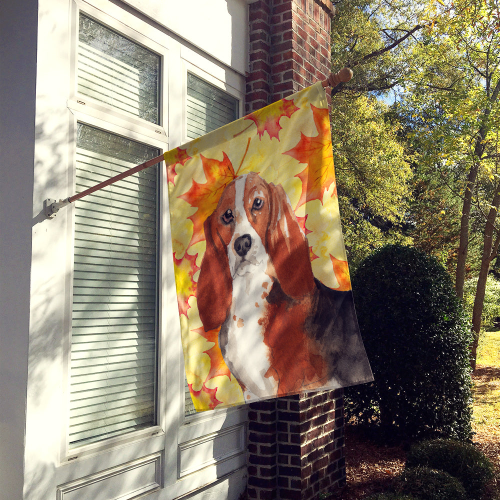 Fall Leaves Basset Hound Flag Canvas House Size CK1853CHF