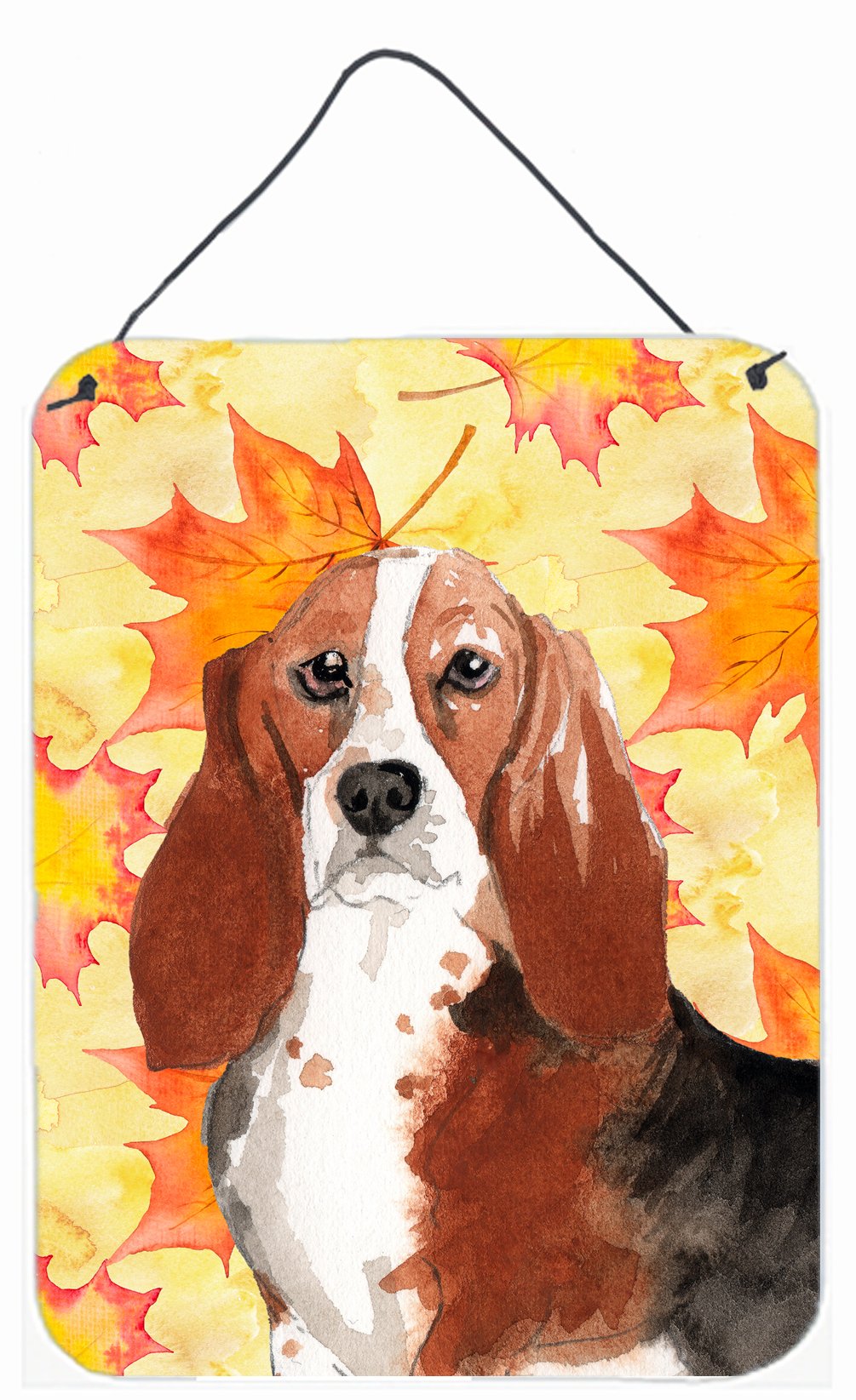 Fall Leaves Basset Hound Wall or Door Hanging Prints CK1853DS1216 by Caroline's Treasures