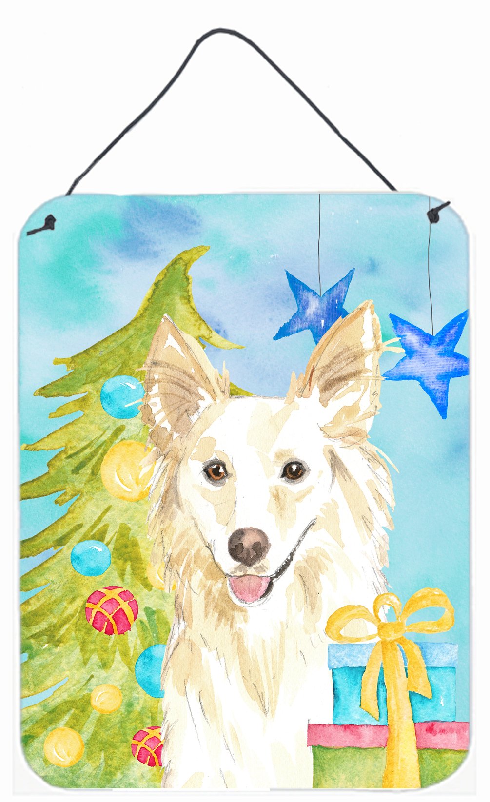 Christmas Tree White Collie Wall or Door Hanging Prints CK1856DS1216 by Caroline's Treasures