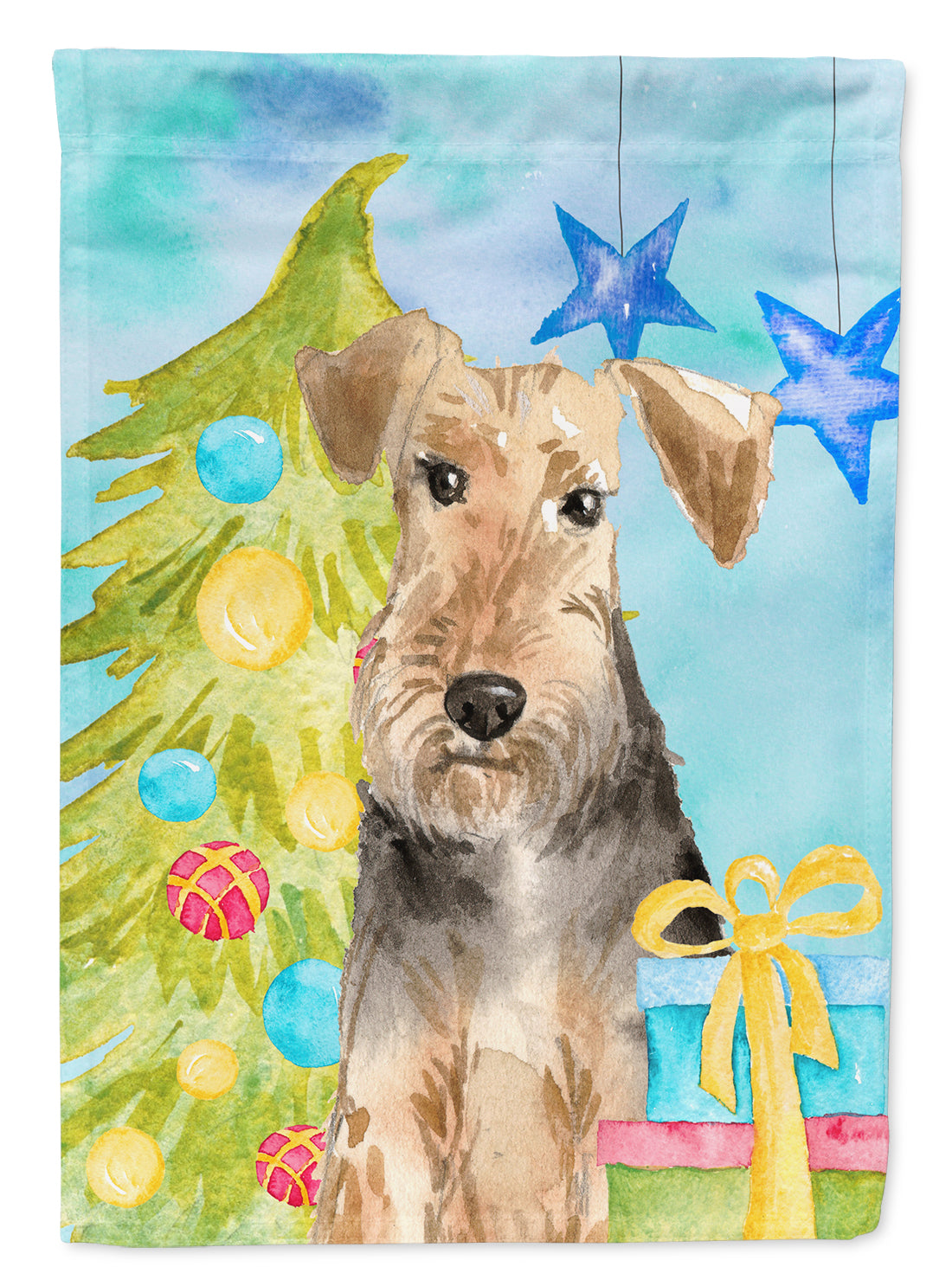 Christmas Tree Welsh Terrier Flag Canvas House Size CK1858CHF